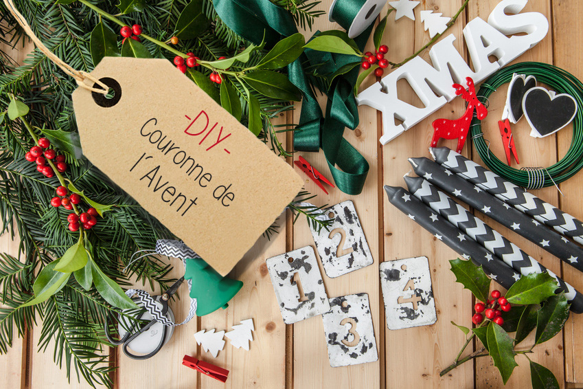 Bougies et couronne de l’Avent DIY